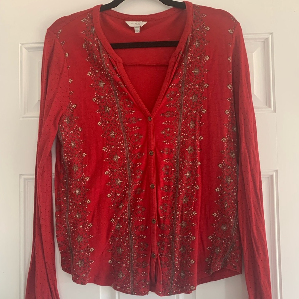 Free People. Red with print. Never worn